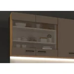 Kuhinjski blok OMIA 260 . Kuhinja OMIA 260 cm je kuhinja, katera bo prinesla svežino v vaš dom. Dobavljiva je v moderni taupe/hrast barvi. Debelina delovnega