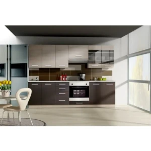 Kuhinjski blok ONIX 260 . Kuhinjski blok ONIX 260 cm je dobavljiva v javor/wenge barvi. Kuhinja je izdelana iz oplemenitenih ivernih plošč debeline 16 mm in