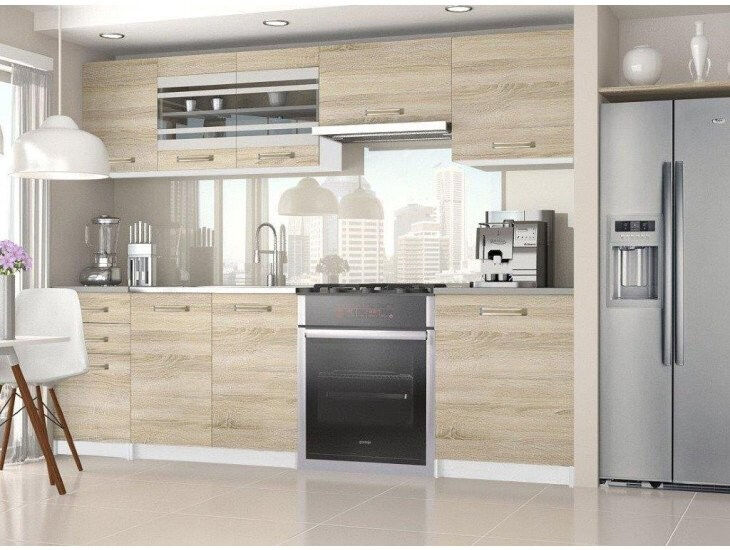 Osvežite svoj kuhinjski prostor z modernim kuhinjski blokom ORION 240. Dobavljiv je v dveh barvah kuhinjskih elementov. Debelina kuhinjskega pulta je 3 cm. V