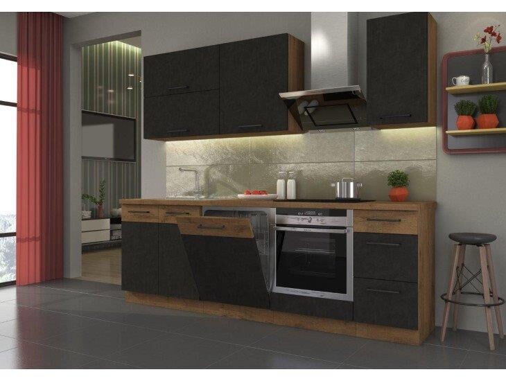 Kuhinja PARIZ 240 cm je kuhinja, katera bo prinesla svežino v vaš dom. Dobavljiva je v moderni sivi hrast barvi. Debelina delovnega pulta je 28 mm.