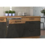 Kuhinjski blok PARIZ 340 cm . Kuhinja PARIZ 340 cm je kuhinja, katera bo prinesla svežino v vaš dom. Dobavljiva je v moderni sivi hrast barvi. Debelina