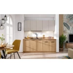 Kuhinjski blok PATRICIA 200 . Kuhinjski blok PATRICIA 200 cm je modernega dizajna v hrast / kašmir barvi. Stranice so narejene iz laminirane plošče debeline