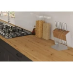 Kuhinjski blok PRESTIGE 250 . Kuhinjski blok PRESTIGE 250 cm je dobavljiva v grafitni barvi. Debelina delovnega pulta je 38 mm. Kuhinja je izdelana iz