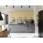 Kuhinjski blok RONA 260 . Kuhinjski blok RONA 260 cm je narejen iz kvalitetne laminirane plošče debeline 16 mm s ABS robovi. Debelina delovnega pulta je 38