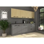 Kuhinjski blok RONA 260 . Kuhinjski blok RONA 260 cm je narejen iz kvalitetne laminirane plošče debeline 16 mm s ABS robovi. Debelina delovnega pulta je 38