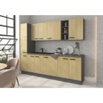 Kuhinjski blok RONA 260 2 . Kuhinjski blok RONA 260 2 je narejen iz kvalitetne laminirane plošče debeline 16 mm s ABS robovi. Debelina delovnega pulta je 38