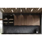 Kuhinjski blok SILVA 260 . Kuhinjski blok SILVA 260 cm je kuhinja v kombinaciji oreh / črne barve. Kuhinja je izdelana iz oplemenitenih ivernih plošč