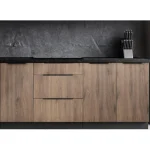 Kuhinjski blok SILVA 260 . Kuhinjski blok SILVA 260 cm je kuhinja v kombinaciji oreh / črne barve. Kuhinja je izdelana iz oplemenitenih ivernih plošč