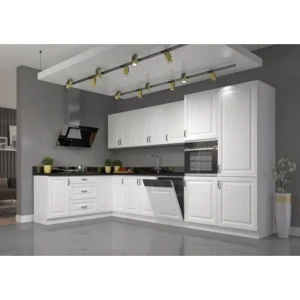 Kuhinjski blok SOFIA 190 x 350 . Kuhinjski blok SOFIA 190x350 cm je dobavljiva v beli barvi. Debelina delovnega pulta je 38 mm. Fronte kuhinje imajo MDF rob.