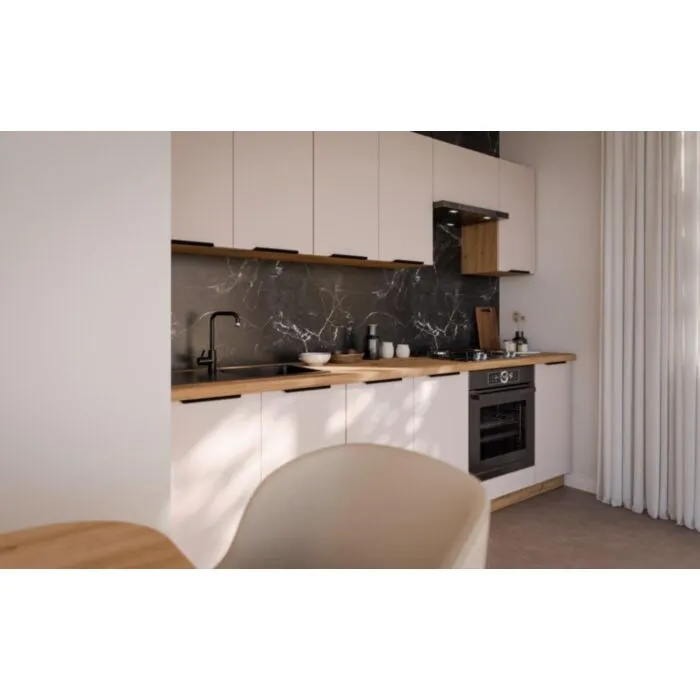 Kuhinjski blok SOLA 260 Kuhinjski blok SOLA 260 . Kuhinjski blok SOLA 260 cm je kuhinja v kombinaciji hrasta in kašmir barve. Kuhinja je izdelana iz oplemenitenih ivernih plošč