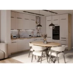 Kuhinjski blok SOLA 310 x 180 . Kuhinjski blok SOLA 310x180 cm je kuhinja v kombinaciji hrasta in kašmir barve Kuhinja je izdelana iz oplemenitenih ivernih