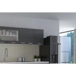 Kuhinjski blok SONJA 260 cm . Kuhinjski blok SONJA 260 cm je dobavljiva v belo sivi kombinaciji. Korpusi so iz laminirane plošče debeline 18 mm. Vrata