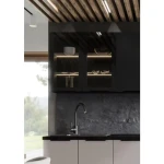 Kuhinjski blok STAŠA 260 . Kuhinjski blok STAŠA 260 cm je kuhinja v kombinaciji črne mat in kašmir barve. Kuhinja je izdelana iz oplemenitenih ivernih