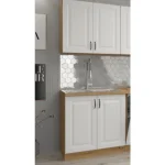 Kuhinjski blok STIL 260 cm je dobavljiva v beli barvi. Debelina delovnega pulta je 38 mm. Fronte kuhinje imajo MDF rob. Kuhinja je izdelana iz oplemenitenih