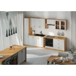 Kuhinjski blok STIL 315 cm je dobavljiva v beli barvi. Debelina delovnega pulta je 38 mm. Kuhinja je izdelana iz oplemenitenih ivernih plošč debeline 16 mm