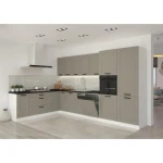 Kuhinjski blok TAJA 210 x 350 . Kuhinjski blok TAJA 210 x 350 cm je dobavljiva v taupe barvi. Debelina delovnega pulta je 38 mm. Fronte kuhinje imajo MDF rob.