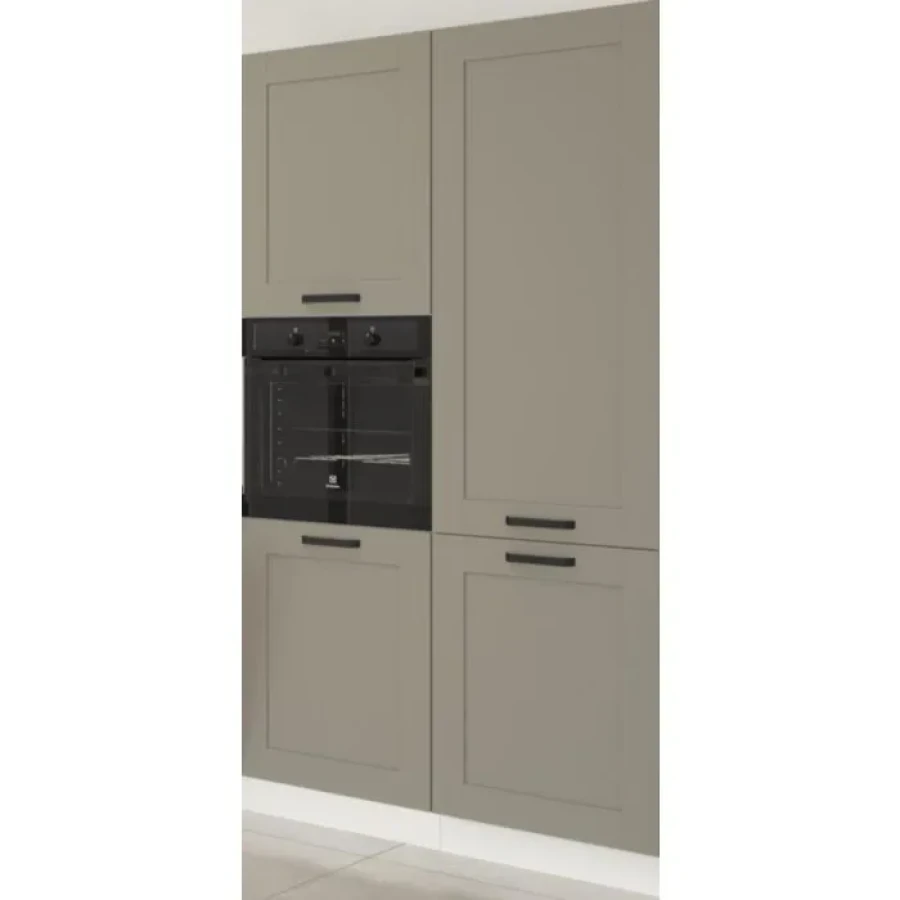Kuhinjski blok TAJA 210 x 350 . Kuhinjski blok TAJA 210 x 350 cm je dobavljiva v taupe barvi. Debelina delovnega pulta je 38 mm. Fronte kuhinje imajo MDF rob.