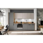 Kuhinjski blok VIVIANA 300 + NAPA . Kuhinjski blok VIVIANA 300 cm + NAPA je modernega dizajna v sivi / kašmir barvi. Stranice so narejene iz laminirane