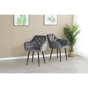 Kuhinjski stol ČILI VELVET siva . Kuhinjski stol ČILI VELVET siva je izdelan iz visoko kakovostne tkanine velvet. Močna stabilna kovinska konstrukcija mu