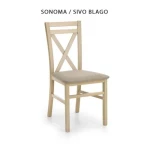 Kuhinjski stol DARLA . Kuhinjski stol DARLA je preprost in kakovosten jedilni stol. Ogrodje je iz bukve različnih barv lesa, sedišče pa iz blaga prav tako