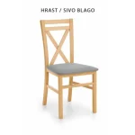 Kuhinjski stol DARLA . Kuhinjski stol DARLA je preprost in kakovosten jedilni stol. Ogrodje je iz bukve različnih barv lesa, sedišče pa iz blaga prav tako