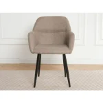 Kuhinjski stol EDO 2 rjava . Kuhinjski stol EDO 2 je oblazinjen v kvalitetni svetlo rjavi tkanini. Močna stabilna kovinska konstrukcija mu zagotavlja