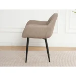 Kuhinjski stol EDO 2 rjava . Kuhinjski stol EDO 2 je oblazinjen v kvalitetni svetlo rjavi tkanini. Močna stabilna kovinska konstrukcija mu zagotavlja