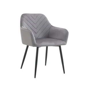 Kuhinjski stol EDO . Kuhinjski stol EDO je oblazinjen v kvalitetni sivi velevet tkanini. Močna stabilna kovinska konstrukcija mu zagotavlja vzdržljivost ter