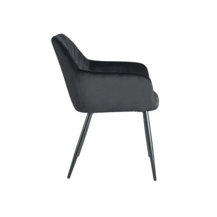 Kuhinjski stol EDO - črna Kuhinjski stol EDO - črna . Kuhinjski stol EDO - črna je oblazinjen v kvalitetni sivi velevet tkanini. Močna stabilna kovinska konstrukcija mu zagotavlja