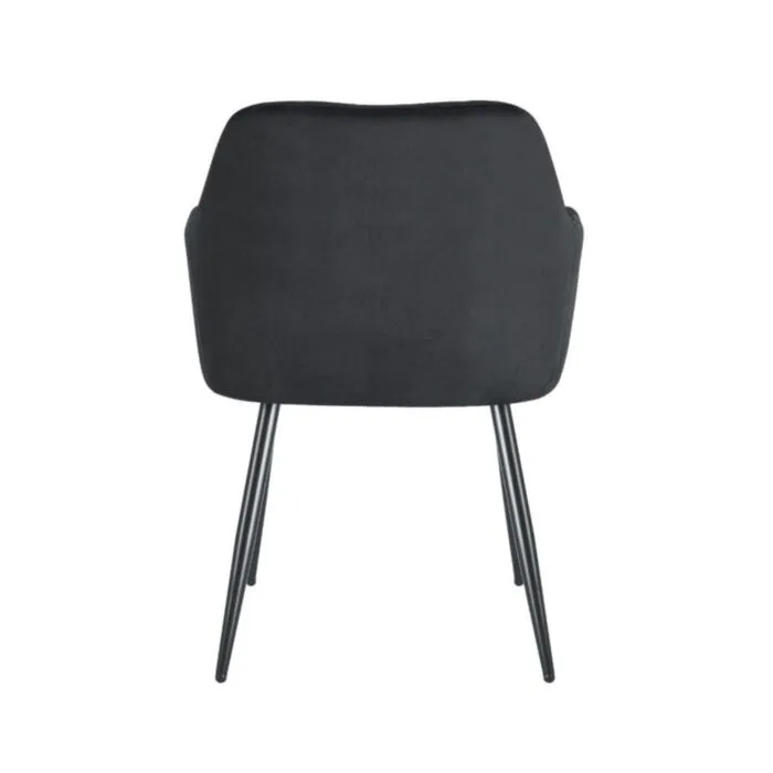 Kuhinjski stol EDO - črna Kuhinjski stol EDO - črna . Kuhinjski stol EDO - črna je oblazinjen v kvalitetni sivi velevet tkanini. Močna stabilna kovinska konstrukcija mu zagotavlja