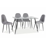 Kuhinjski stol FOXY 3 . Kuhinjski stol FOXY 3 je klasično in elegantno oblikovan. Tanke noge so iz kovine v črni mat barvi, tako je stol hkrati eleganten