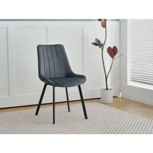 Kuhinjski stol LARA-LUX velvet siva . Kuhinjski stol LARA-LUX velvet siva je odlična rešitev za kombiniranje v minimalističen ali industrijski stil