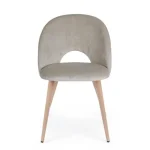 Kuhinjski stol LINZEY taupe ima jeklene noge v videzu naravnega lesa, kar mu daje naravni videz. Sedež in naslon za hrbet sta polnjena z poliuretansko peno,