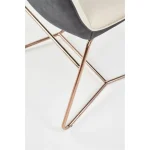 Kuhinjski stol MELITA je eleganten in stabilen. Oblazinjen je v krem umetno usnje kar nudi udobje. Hrbtišče pa je iz tkanine. Noge so iz kovine v roza