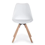 Kuhinjski stol NEW TREND bel . Kuhinjski stol NEW TREND bel ima noge iz bukovega lesa, sedalni del ter naslon pa sta iz plastike. Sedalni del je oblazinjen z