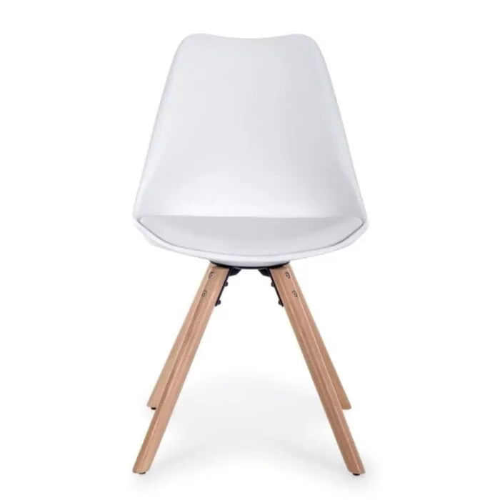 Kuhinjski stol NEW TREND bel Kuhinjski stol NEW TREND bel . Kuhinjski stol NEW TREND bel ima noge iz bukovega lesa, sedalni del ter naslon pa sta iz plastike. Sedalni del je oblazinjen z