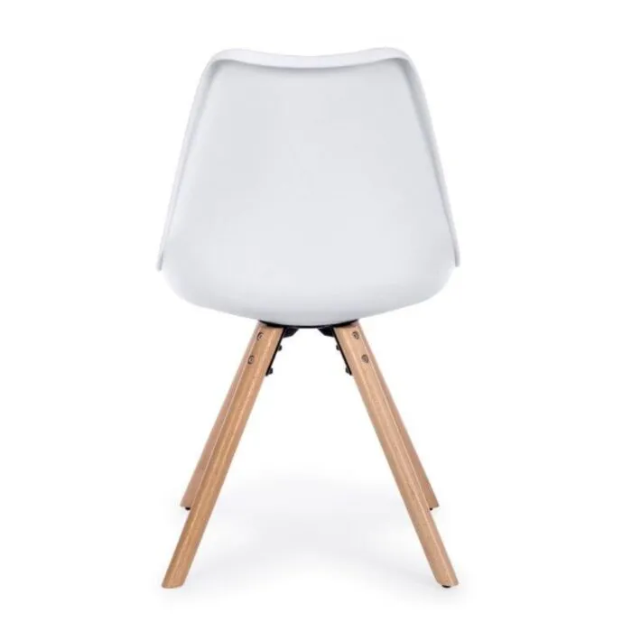 Kuhinjski stol NEW TREND bel Kuhinjski stol NEW TREND bel . Kuhinjski stol NEW TREND bel ima noge iz bukovega lesa, sedalni del ter naslon pa sta iz plastike. Sedalni del je oblazinjen z