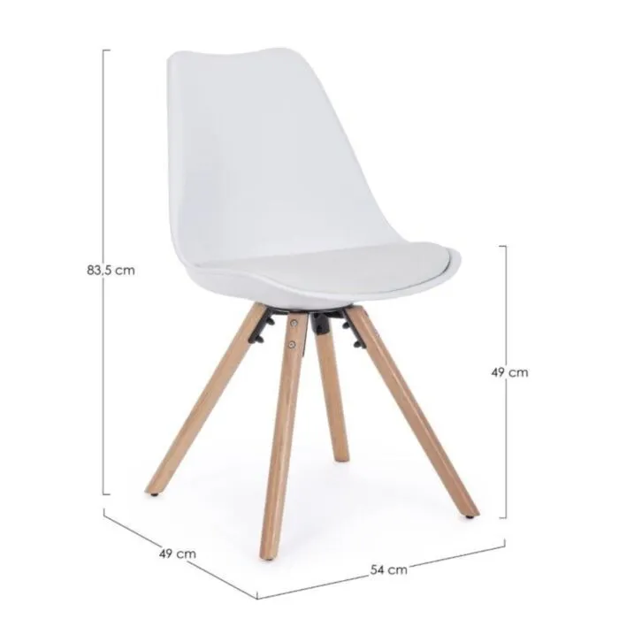 Kuhinjski stol NEW TREND bel Kuhinjski stol NEW TREND bel . Kuhinjski stol NEW TREND bel ima noge iz bukovega lesa, sedalni del ter naslon pa sta iz plastike. Sedalni del je oblazinjen z