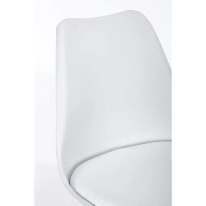 Kuhinjski stol NEW TREND bel Kuhinjski stol NEW TREND bel . Kuhinjski stol NEW TREND bel ima noge iz bukovega lesa, sedalni del ter naslon pa sta iz plastike. Sedalni del je oblazinjen z