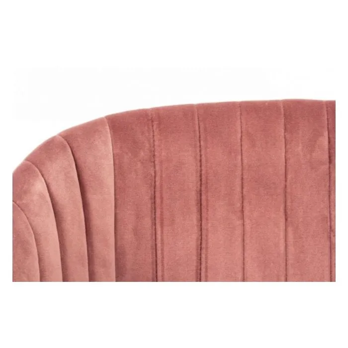 Kuhinjski stol QUEEN roza . Kuhinjski stol QUEEN roza ima noge iz kovine, obložen je z poliuretansko peno ki ima prevleko iz 100% poliestra, ki daja učinek