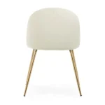 Kuhinjski stol TANYA bela . Kuhinjski stol TANYA je sestavljen iz kovinskih nog z zlatim kromiranjem, naslonjalo in sedež sta oblečena s poliuretansko peno,