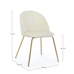 Kuhinjski stol TANYA bela . Kuhinjski stol TANYA je sestavljen iz kovinskih nog z zlatim kromiranjem, naslonjalo in sedež sta oblečena s poliuretansko peno,