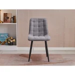 Kuhinjski stol TARIK siva tkanina . Kuhinjski stol TARIK sivo blago, v kombinaciji sivega prešitega blaga s črnimi kovinskimi nogami se poda v vsak ambient.