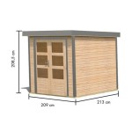 LESENA VRTNA HIŠKA KARIBU JUPITER 2 NARAVNA 213X217X211 A-SIVA - slika 2