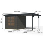 LESENA VRTNA HIŠKA KARIBU JUPITER 3 242X217X211 A-ANTRACIT - slika 2