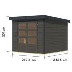 LESENA VRTNA HIŠKA KARIBU JUPITER 3.5 B TERRA SIVA 242X242X211 - slika 2