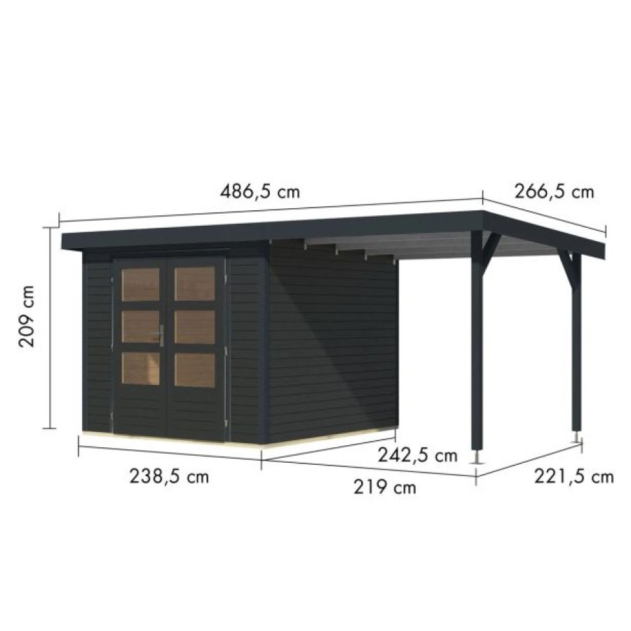 LESENA VRTNA HIŠKA KARIBU JUPITER 3.5 C + 2.4 M PRIZIDEK ANTRACIT - slika 3