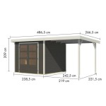 LESENA VRTNA HIŠKA KARIBU JUPITER 3.5 TERRA SIVA 242X242X211 B-BELA - slika 3