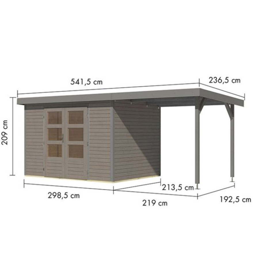 LESENA VRTNA HIŠKA KARIBU JUPITER 4 D + 2.4 M PRIZIDEK SIVA - slika 3