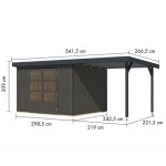 LESENA VRTNA HIŠKA KARIBU JUPITER 5 B + 2.4 M PRIZIDEK ANTRACIT - slika 3